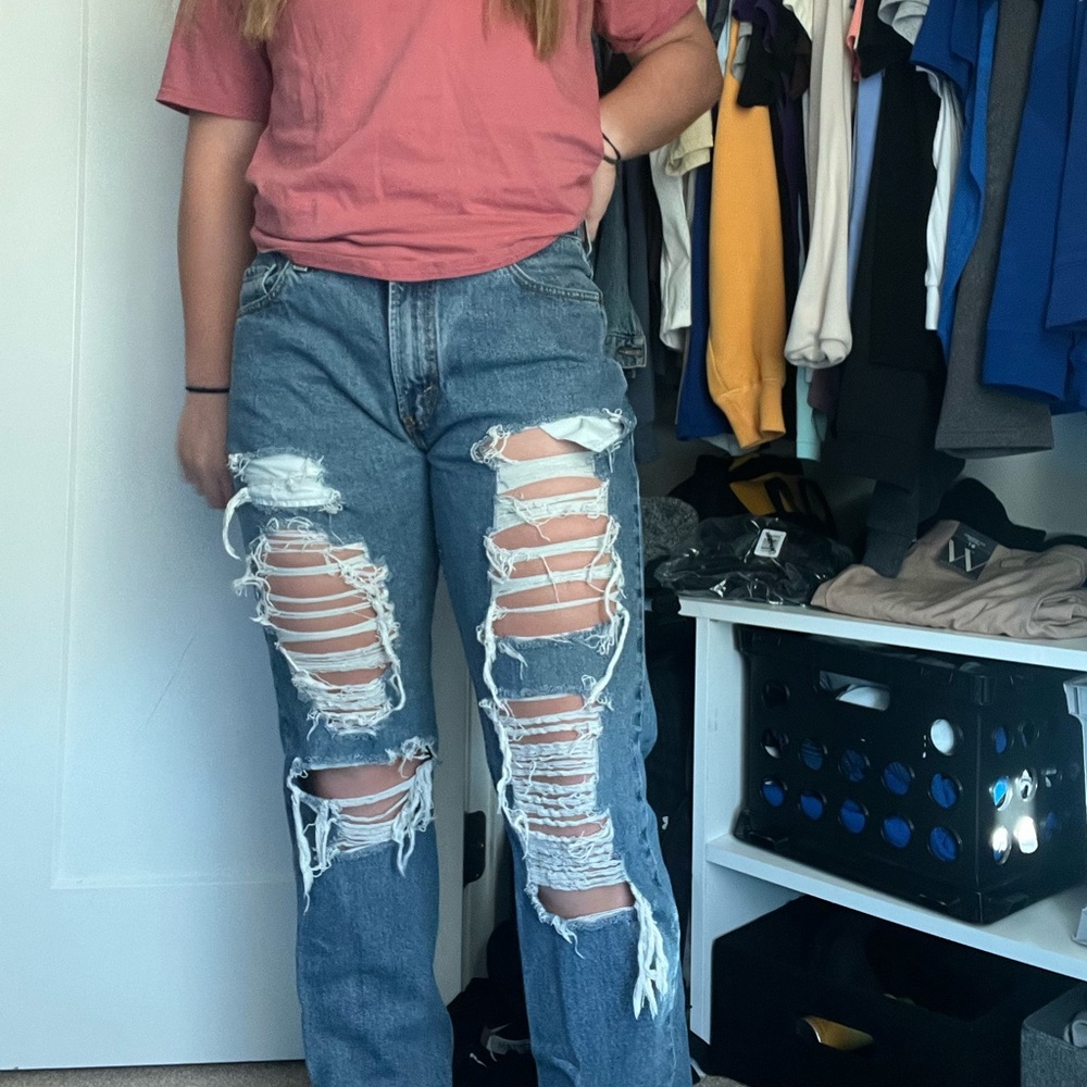 Hand Distressed Levi 505 Jeans